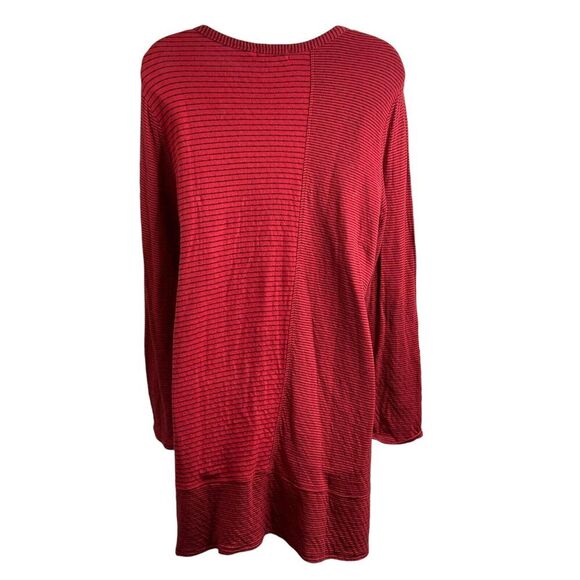Habitat Womens Pinstriped Tunic Top Red Knit Round Neck Long Sleeve Size Medium - Picture 13 of 13